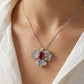 S925 Sterling Silver Ruby Flower Necklace
