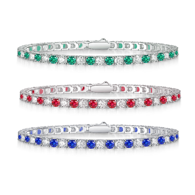 Emerald Moissanite Tennis Bracelet – 18K Yellow Gold.