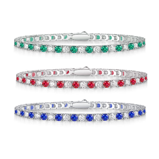 Emerald Moissanite Tennis Bracelet – 18K Yellow Gold.