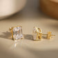10K&14K&18K Gold Classic Four-Prong Emerald Cut Lab Diamond Engagement Stud Earrings 6*8.5MM