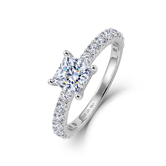 Princess Cut Lab Grown Diamond Engagement Ring | 925 Sterling Silver