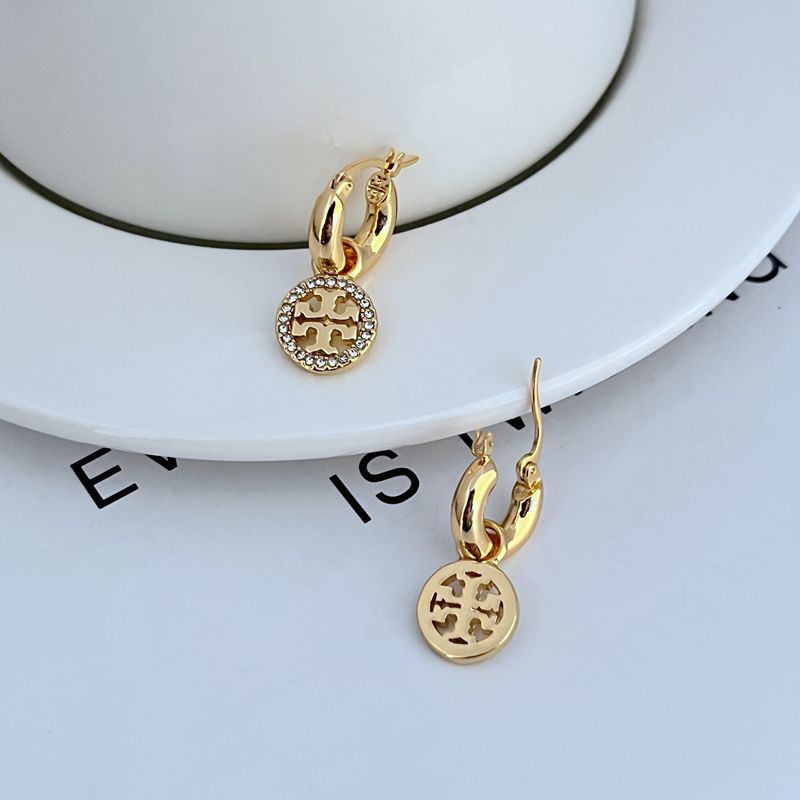 Tory Burch Crystal Double T Hoop Earrings | Sparkling