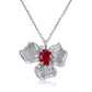 S925 Sterling Silver Ruby Flower Necklace