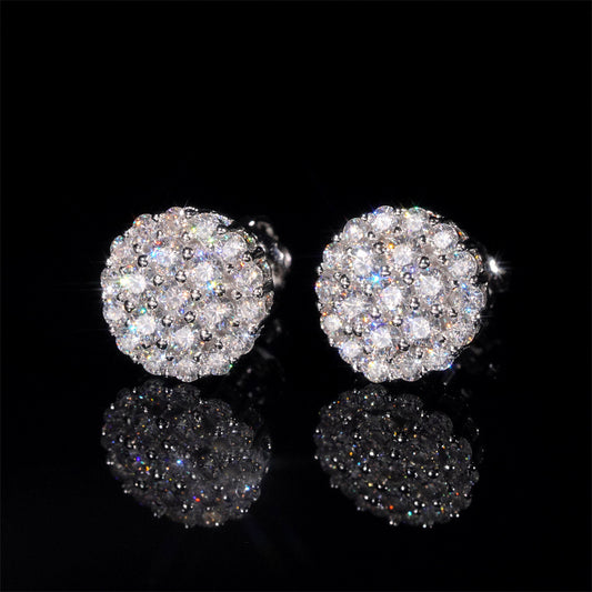 Iced Out Round Cluster Moissanite Diamond earring