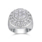 925 Sterling Silver Iced Out Moissanite Hip-Hop Dome Ring with sparkling stones and bold design, crafted by ZERRA.