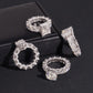 Fancy Cut Moissanite Solitaire Ring with Eternity Band