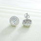 Iced Out Double Round Halo Solitaire Moissanite Stud Earrings