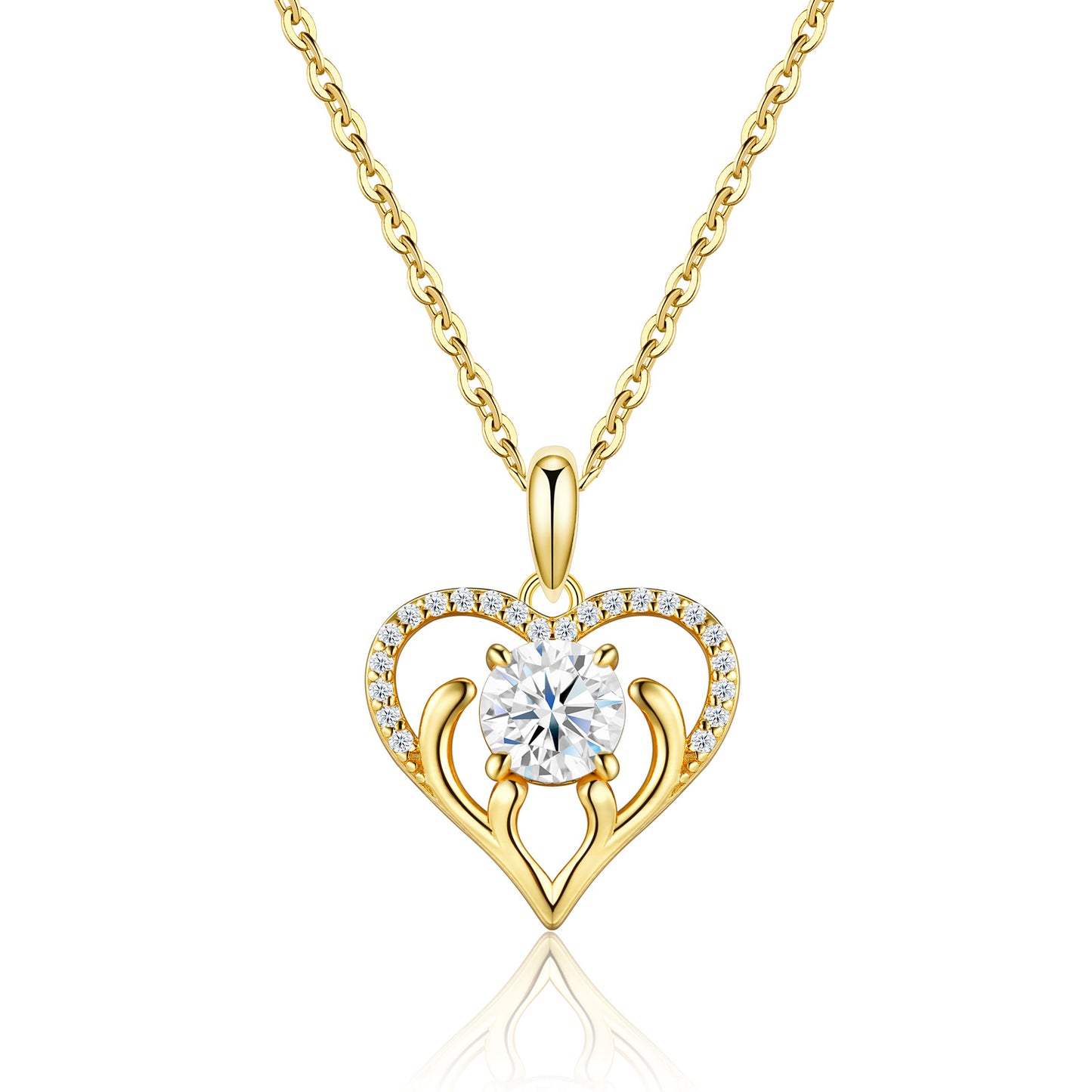 Classic Open Heart Moissanite Necklace