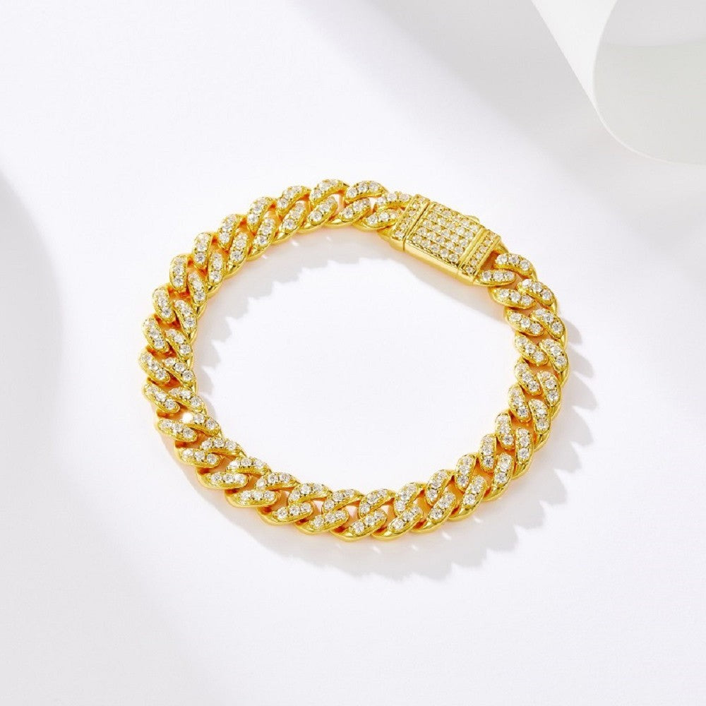 High-definition shot of the bracelet laid flat and fully extended on pure white.