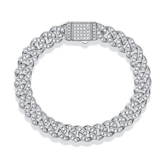 High-definition shot of the bracelet laid flat and fully extended on pure white.