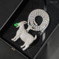 925 sterling silver iced out moissanite GOAT pendant with tennis chain in luxury black jewelry display box   