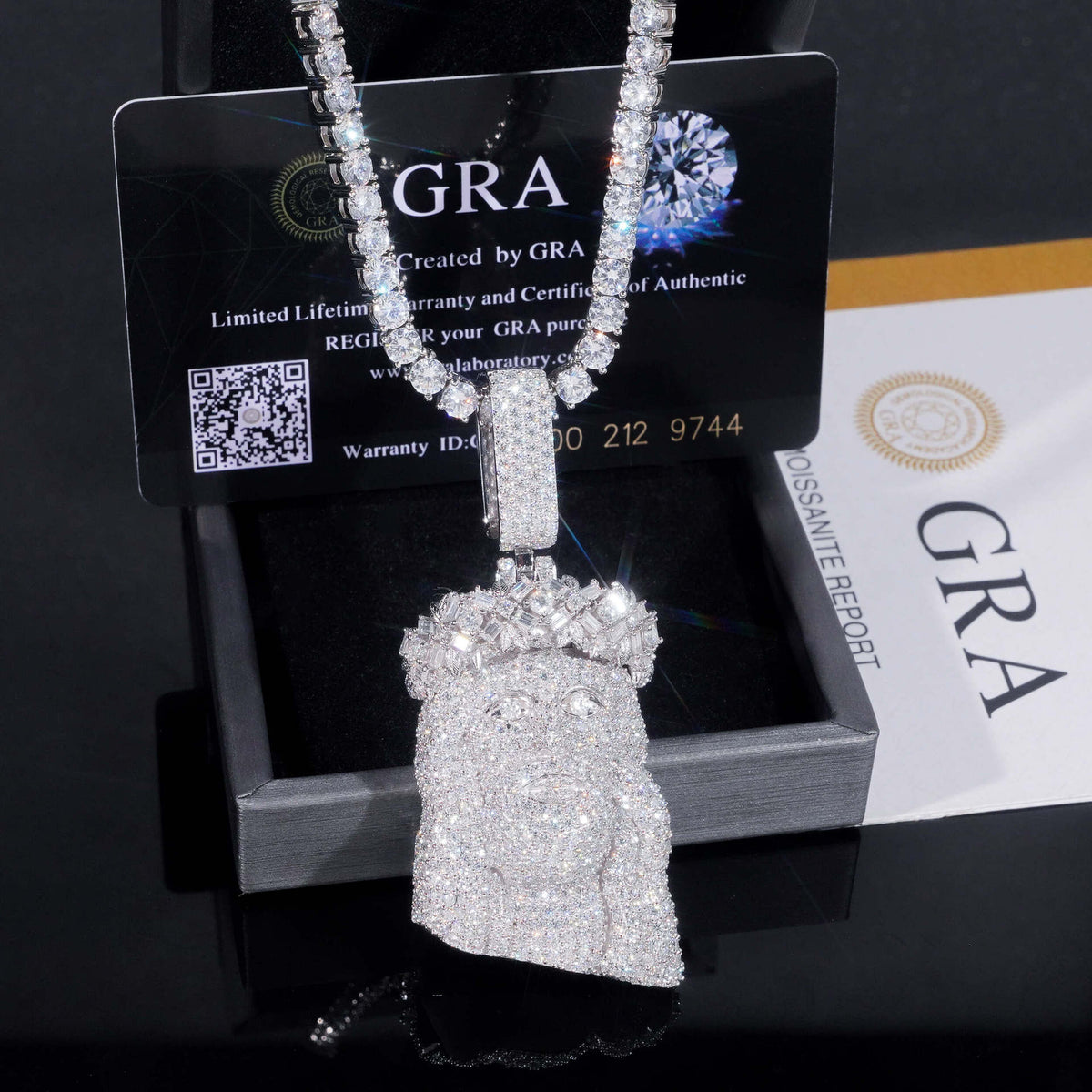 Hollow mesh back view of 925 sterling silver iced out moissanite jesus piece pendants in gold and rose gold