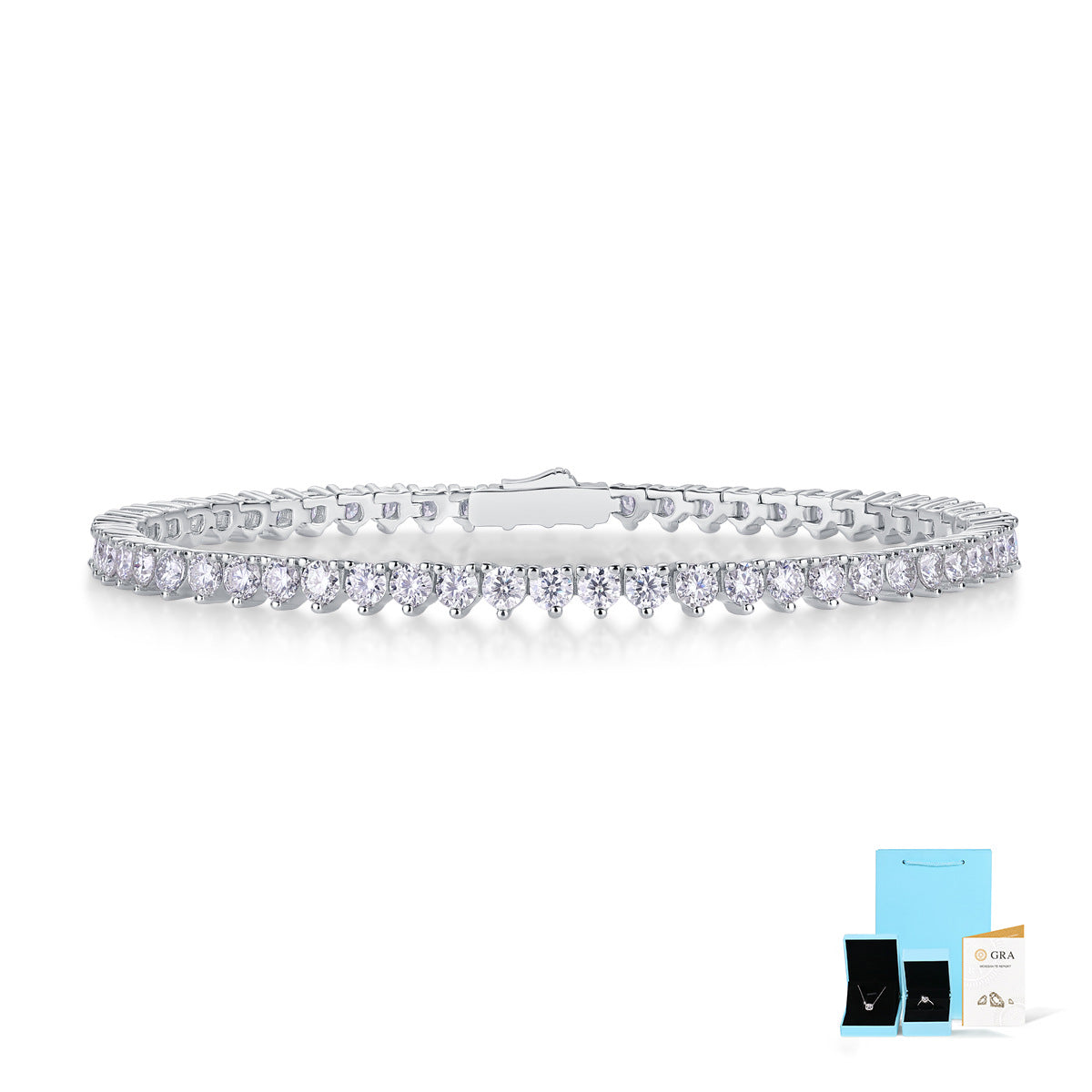 18K Yellow Gold Moissanite Tennis Bracelet.”