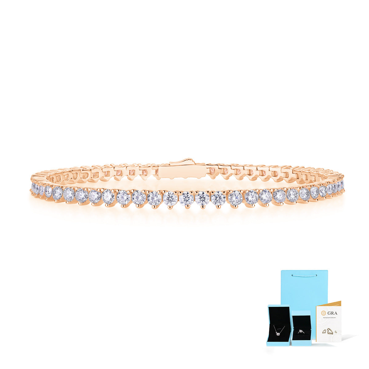 18K Yellow Gold Moissanite Tennis Bracelet.”