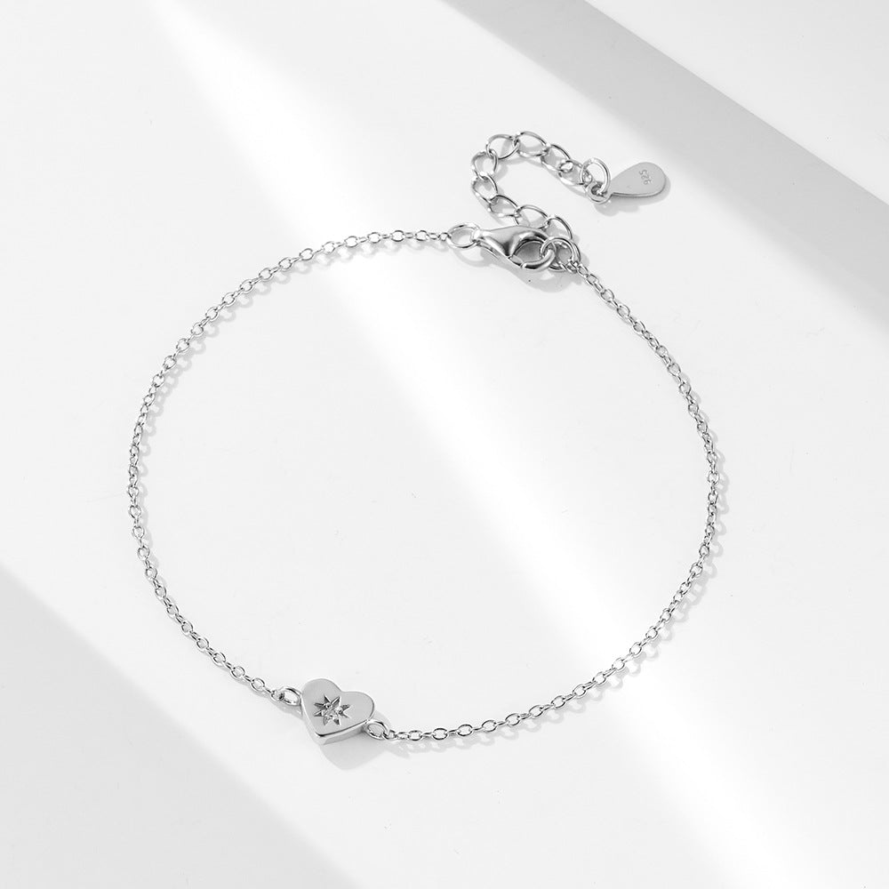 925 Sterling Silver 14K Gold Plated Heart Bracelet