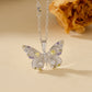 925 Sterling Silver Colorful CZ Butterfly Necklace on White Background