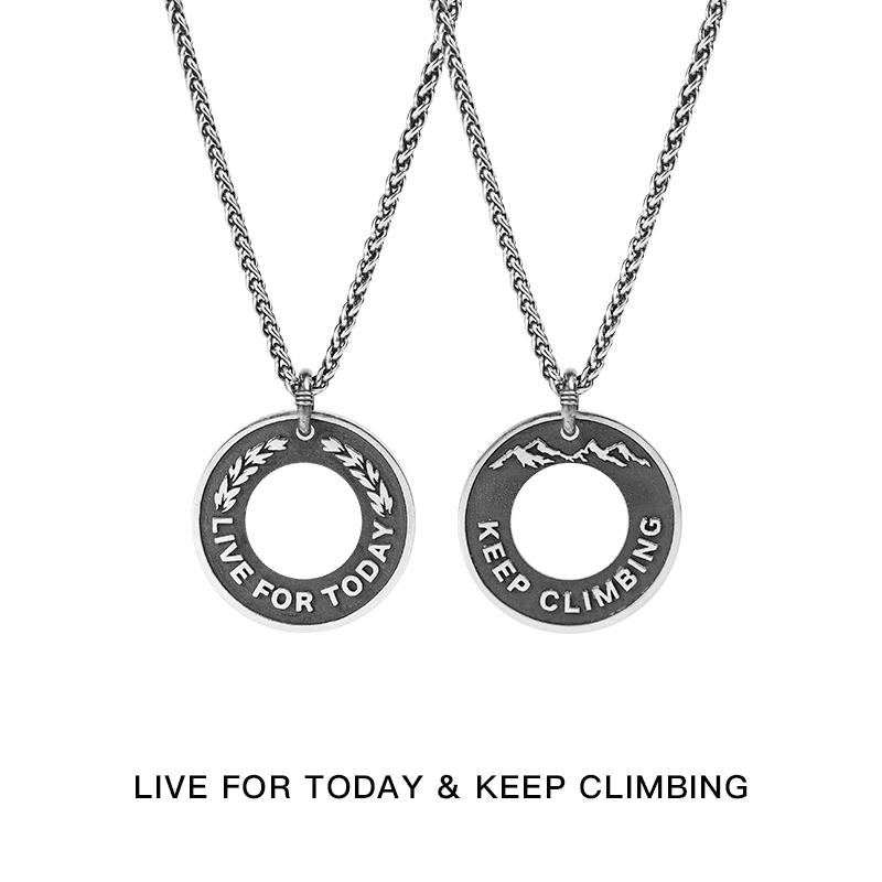 “Sterling silver dragon bone medallion necklace flat lay photo”