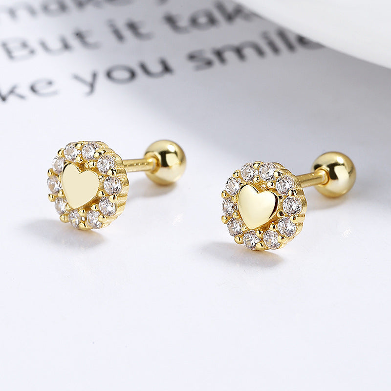 Gold-plated CZ studs on neutral background. Alt: “925 Sterling Silver Earrings with Zircon and Gold Plating – Studs.”