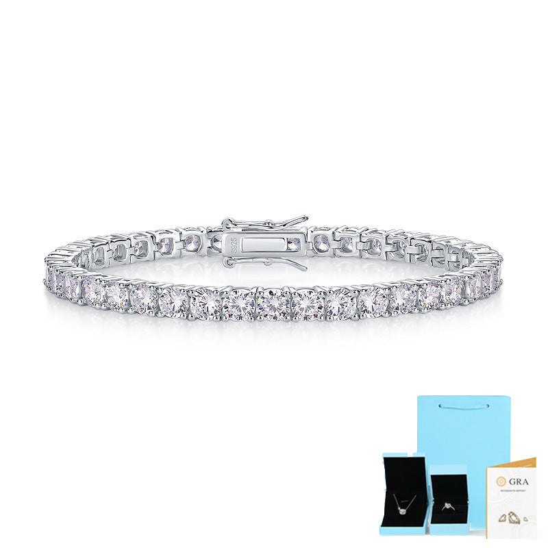 Sterling Silver Four-Prong Moissanite Tennis Bracelet