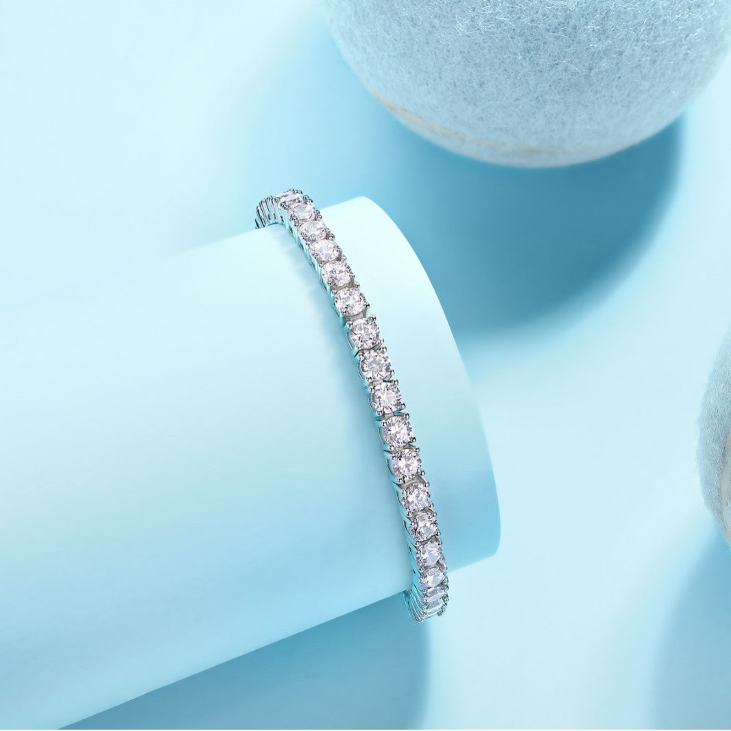 Sterling Silver Four-Prong Moissanite Tennis Bracelet