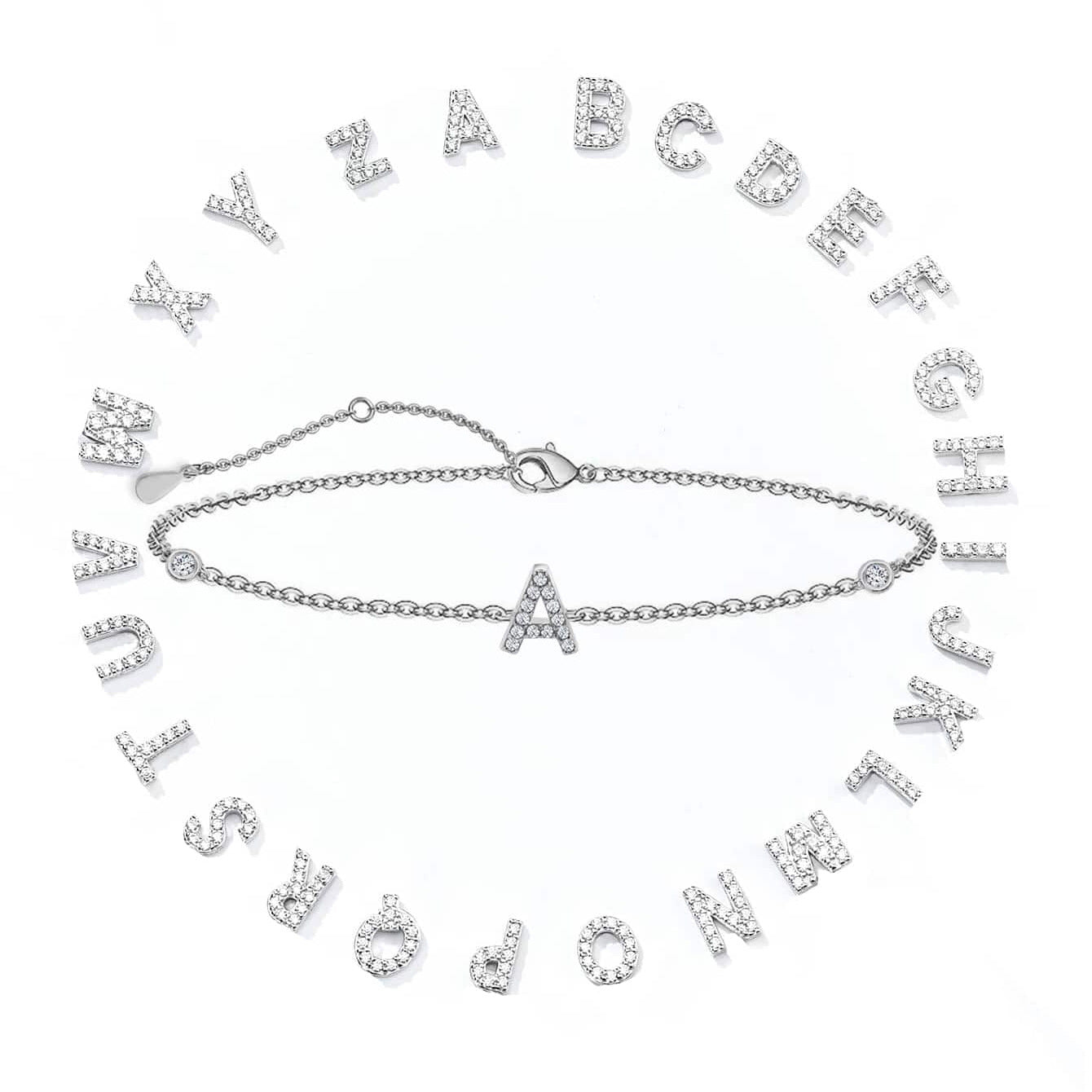 925 Sterling Silver Initial Bracelet