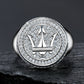 Extreme close-up of the signet top showing the precision of the Maserati trident logo.