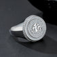Extreme close-up of the signet top showing the precision of the Maybach logo.