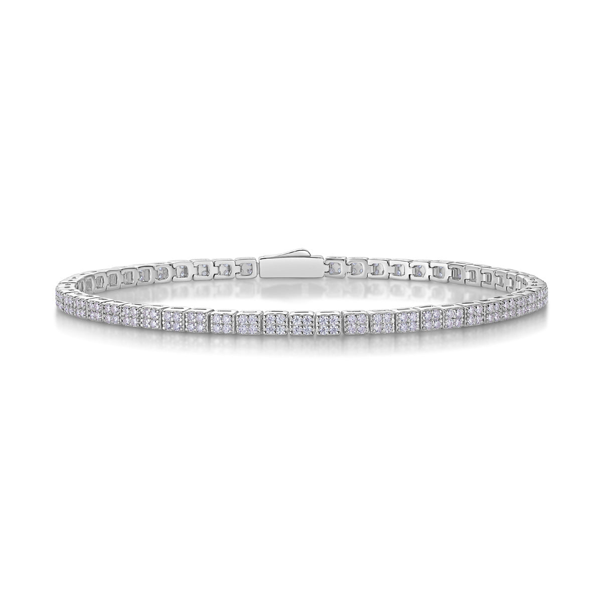 Sterling Silver Moissanite Tennis Bracelet – Rhodium Finish