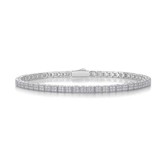 Sterling Silver Moissanite Tennis Bracelet – Rhodium Finish
