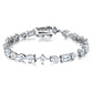 Elegant flat lay featuring 4–5 multi-shape bracelets on neutral backdrop with varied cut illustrations. Alt: “925 Sterling Silver Multi-Shape Moissanite Tennis Bracelets Collection.”