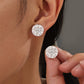Earrings worn as everyday sparkle. Alt: “Compact Brilliance: Moissanite Cluster Studs.”