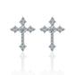 Yellow gold cross moissanite hoops on neutral background. Alt: “Pavé Moissanite Cross Hoops – 18K Yellow Gold.”