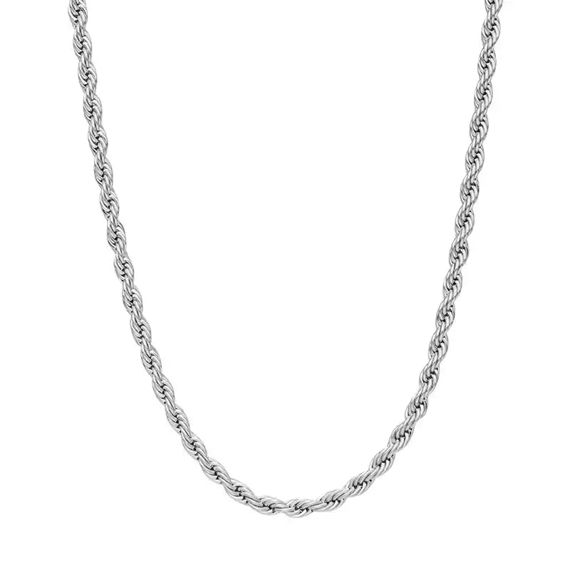 “925 sterling silver minimalist rope chain necklace for men – flat lay view”