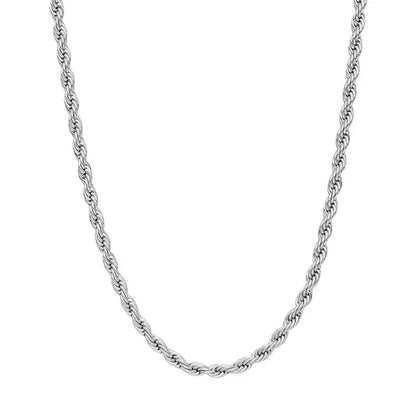 “925 sterling silver minimalist rope chain necklace for men – flat lay view”