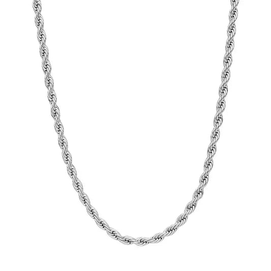 “925 sterling silver minimalist rope chain necklace for men – flat lay view”