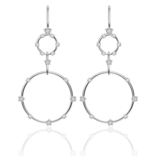 Yellow gold 20mm star drop earrings on neutral background. Alt: “20mm Star Moissanite Drop Earrings – 18K Yellow Gold.”

