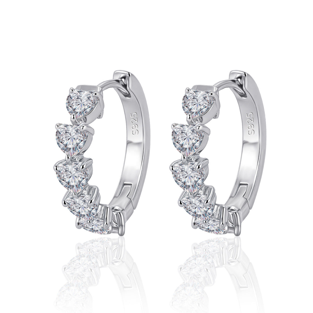 Yellow gold 8mm heart moissanite studs on neutral background. Alt: “8mm Heart Moissanite Earrings – 18K Yellow Gold.”