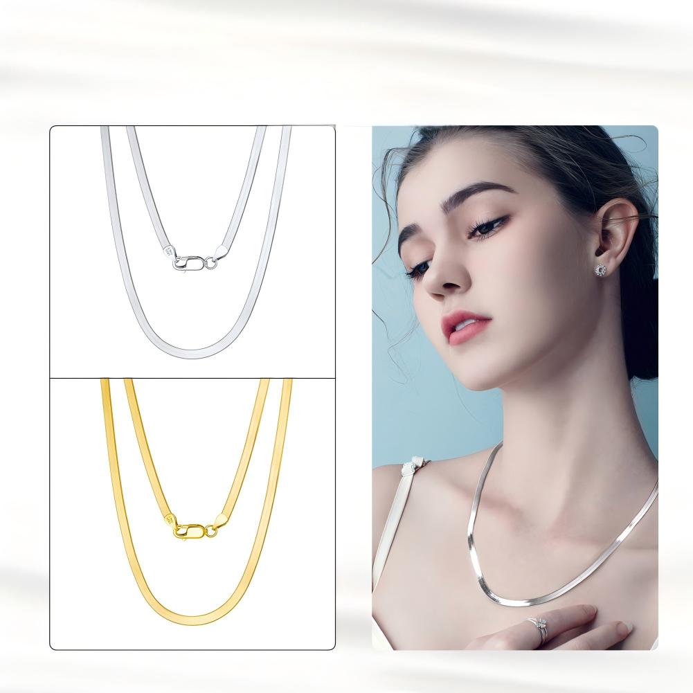 Female model wearing the necklace alone on bare skin.