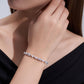 Elegant flat lay featuring 4–5 multi-shape bracelets on neutral backdrop with varied cut illustrations. Alt: “925 Sterling Silver Multi-Shape Moissanite Tennis Bracelets Collection.”