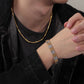 Female model wearing the necklace at different lengths.
