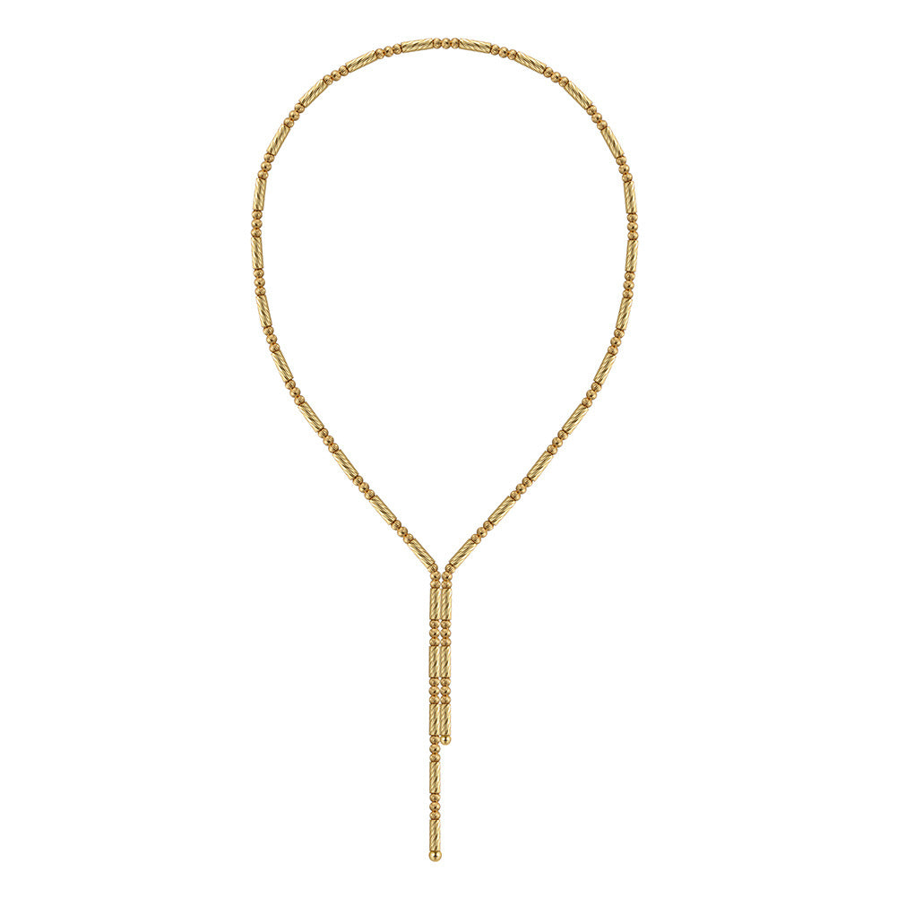High-definition shot of the necklace laid flat or coiled on pure white.