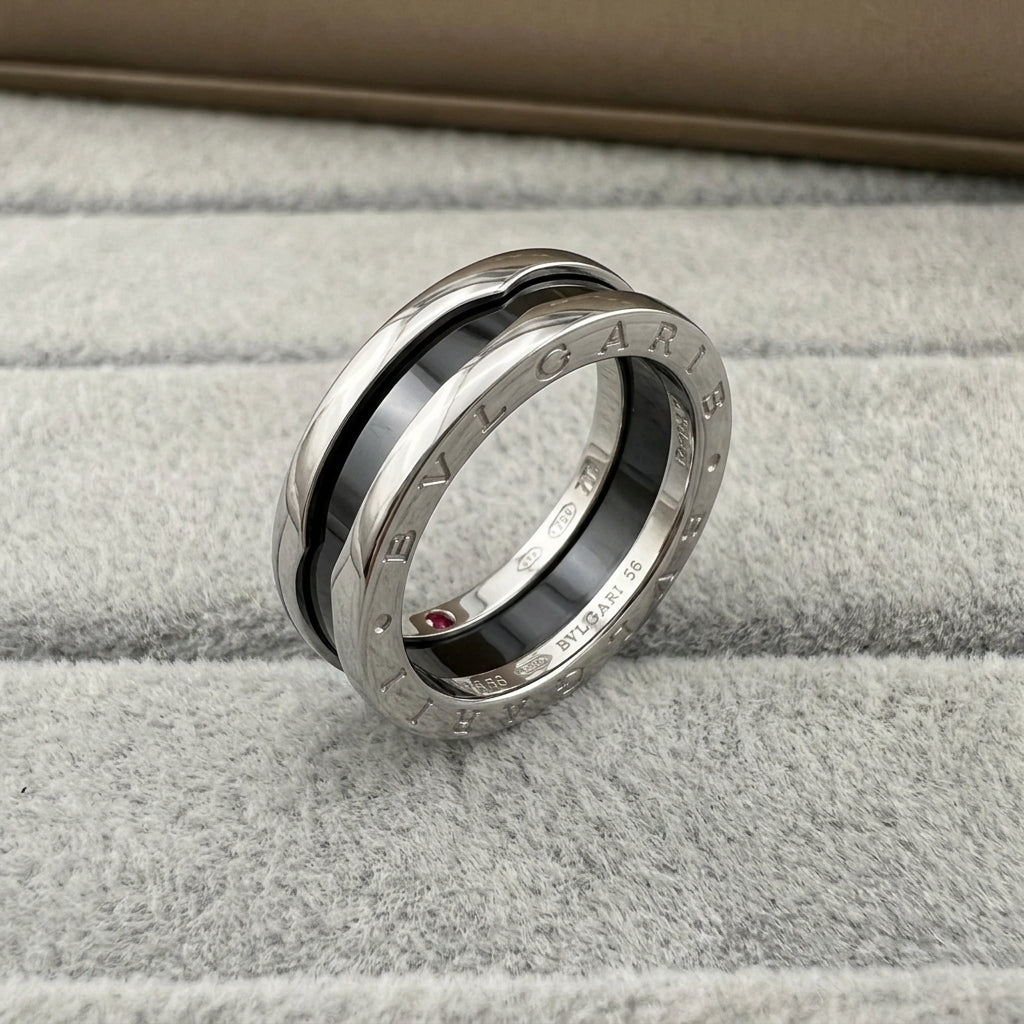  BVLGARI B.zero1 one-band ring with black ceramic spiral