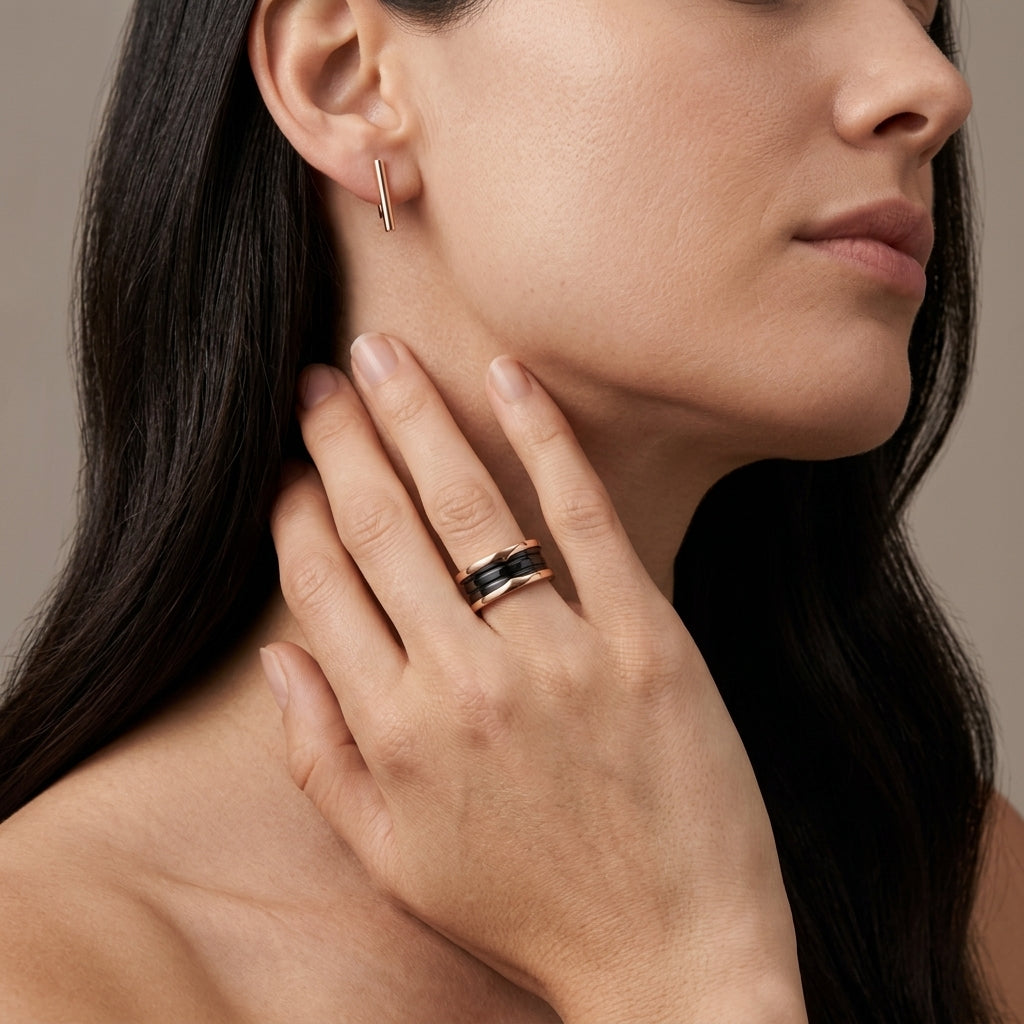  BVLGARI B.zero1 one-band ring with black ceramic spiral