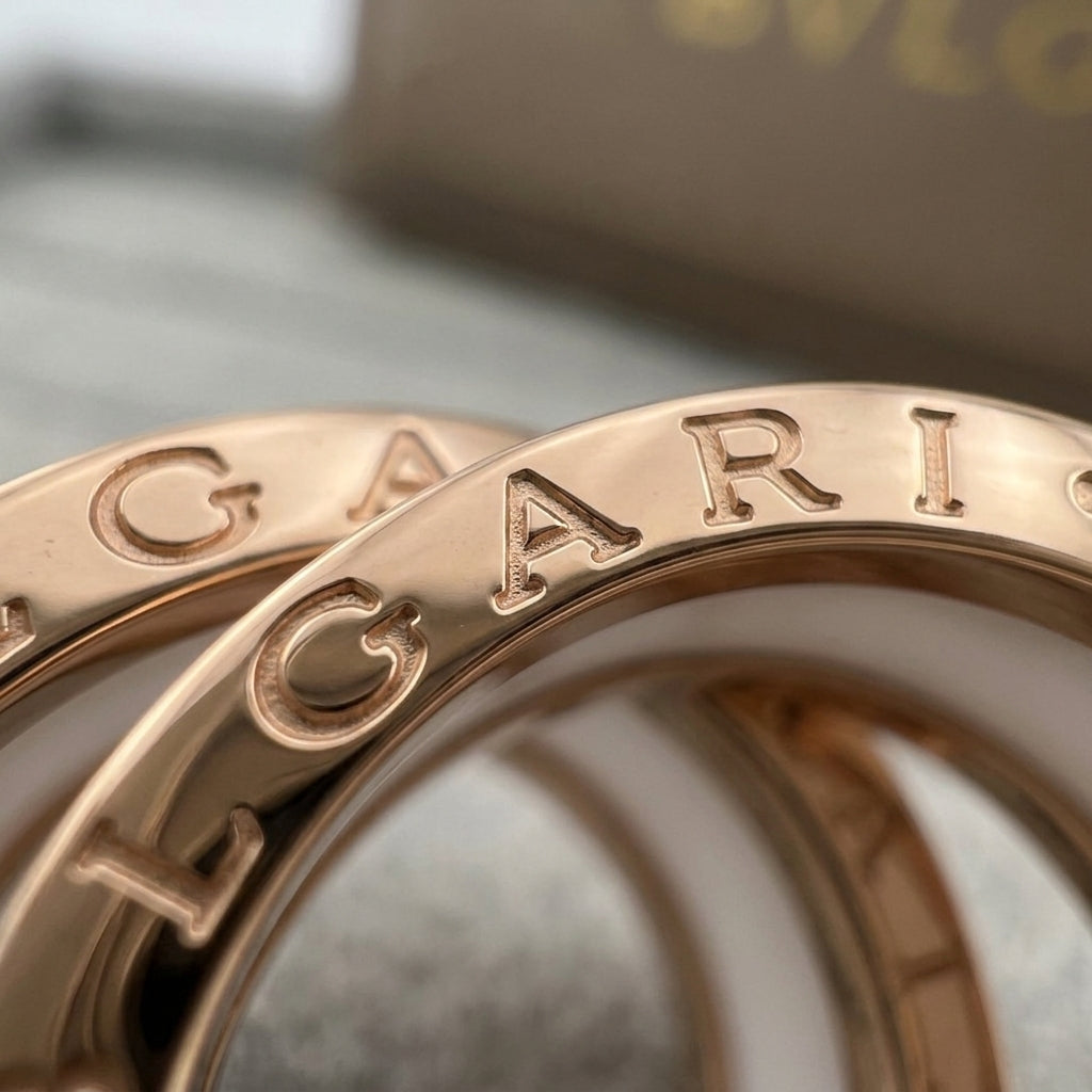 BVLGARI B.zero1 one-band ring  with white ceramic spiral