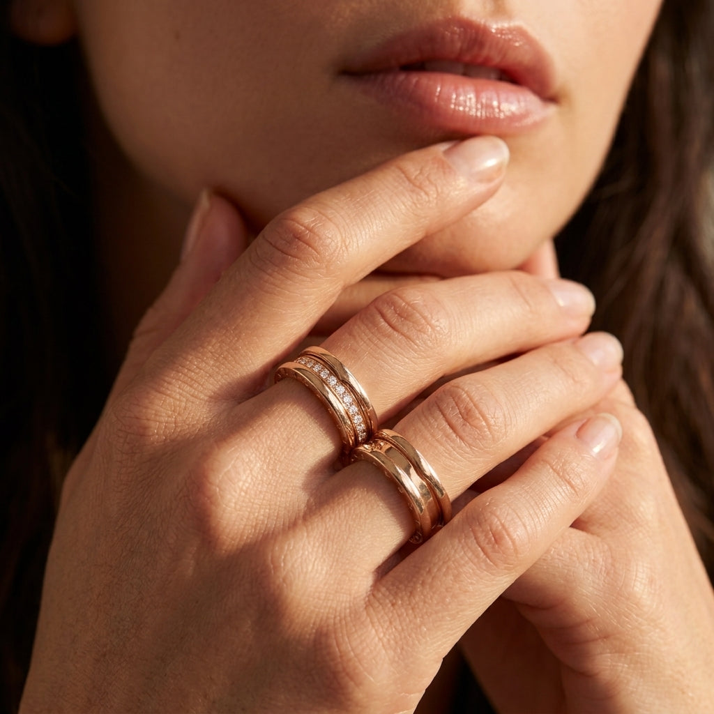  BVLGARI B.zero1 ring  with pavé diamonds on the spiral