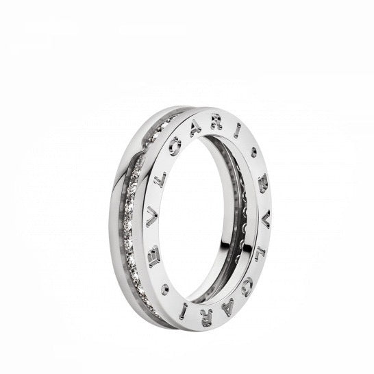  BVLGARI B.zero1 ring  with pavé diamonds on the spiral