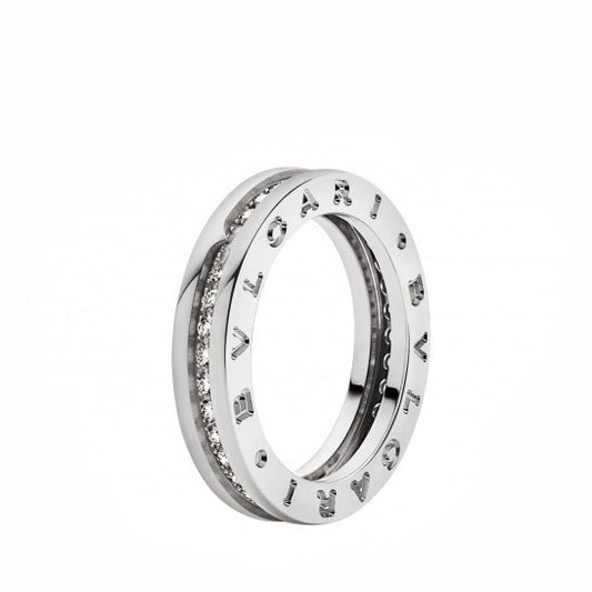  BVLGARI B.zero1 ring  with pavé diamonds on the spiral
