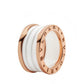 BVLGARI B.zero1 three-band ring with white ceramic spiral