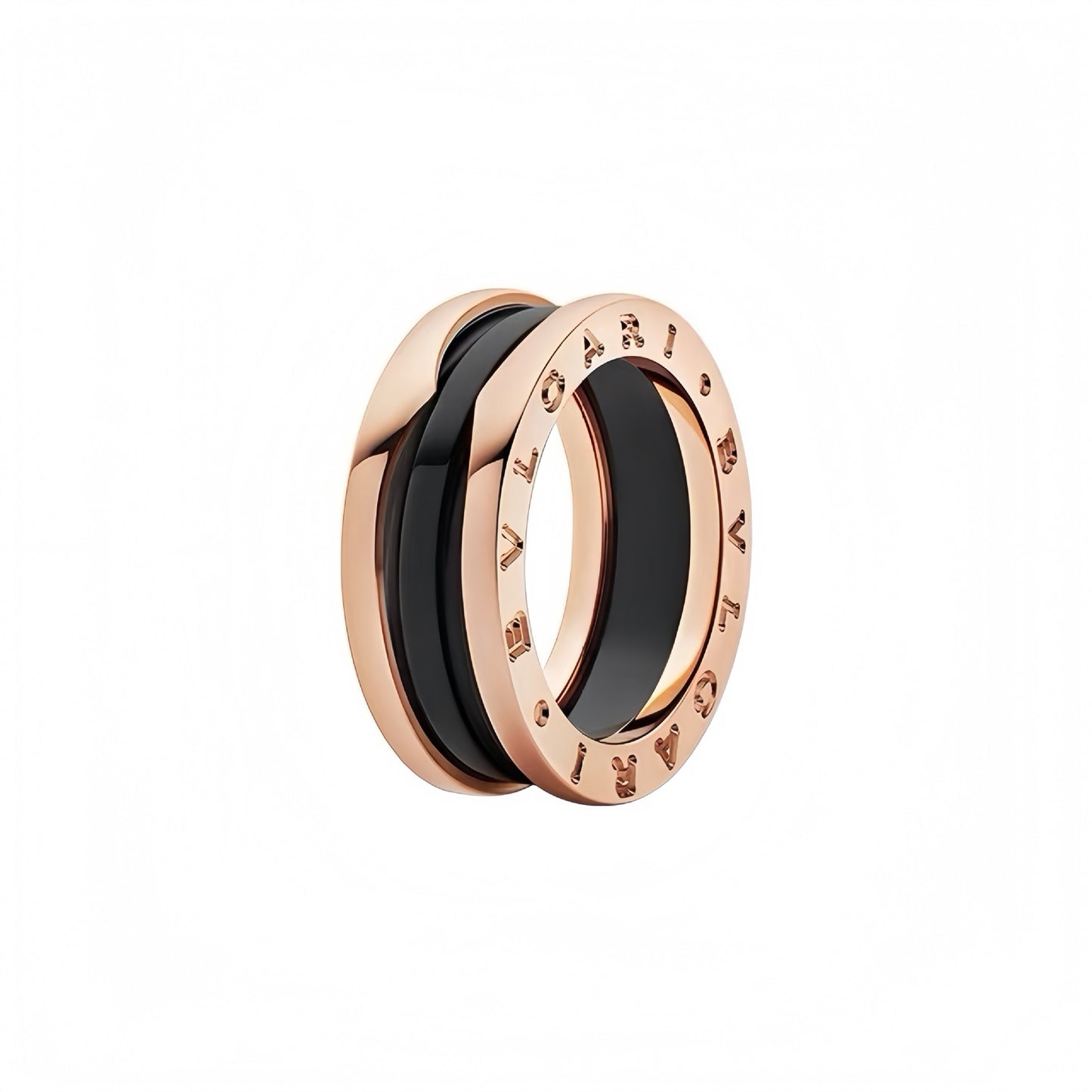 BVLGARI B.zero1 two-band ring with black ceramic spiral