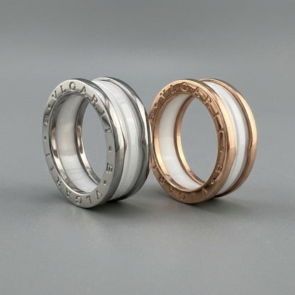 BVLGARI B.zero1 two-band ring  with white ceramic spiral